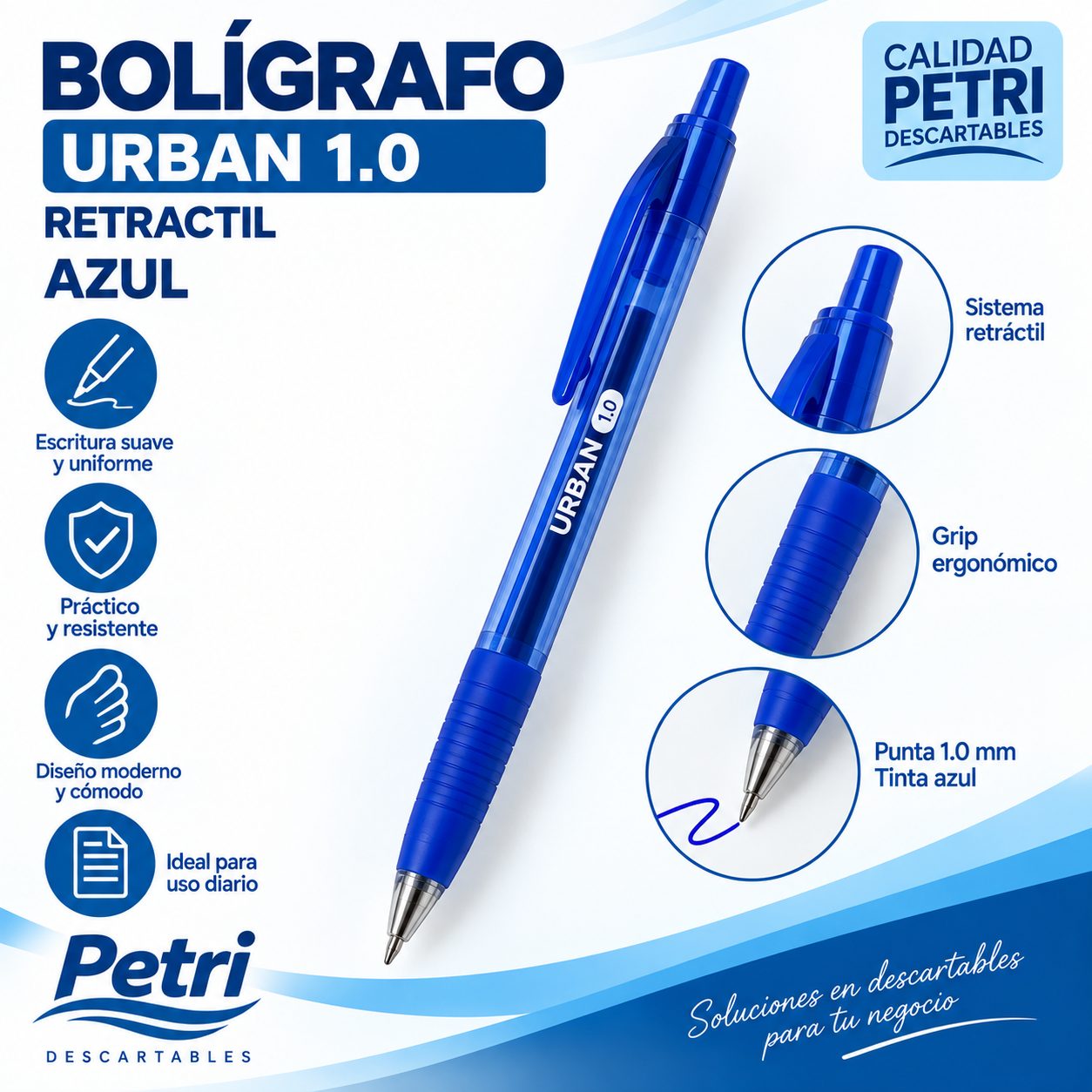 BOLIGRAFO URBAN 1.0 AZUL RETRACTIL
