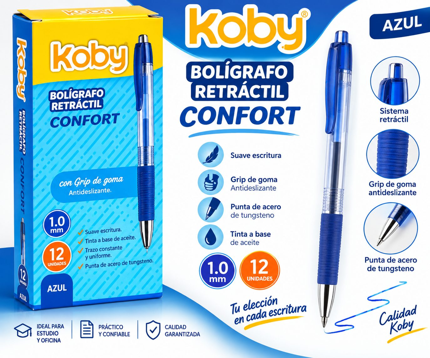 BOLIGRAFO CONFORT 1.0 AZUL RETRACTIL
