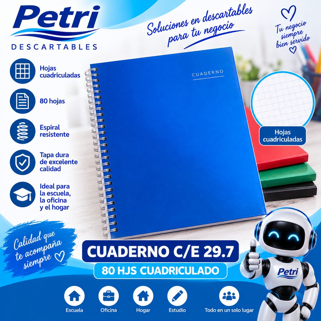 CUADERNO C/E 29.7 80 HJS CUADRICULADO