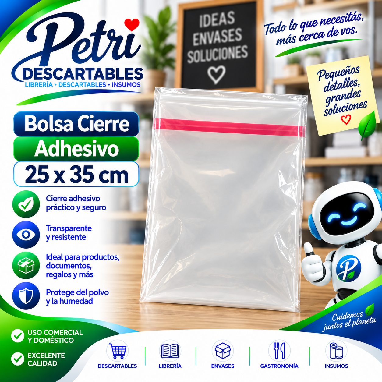 BOLSA PP CIERRE ADHESIVO 25X35 CM