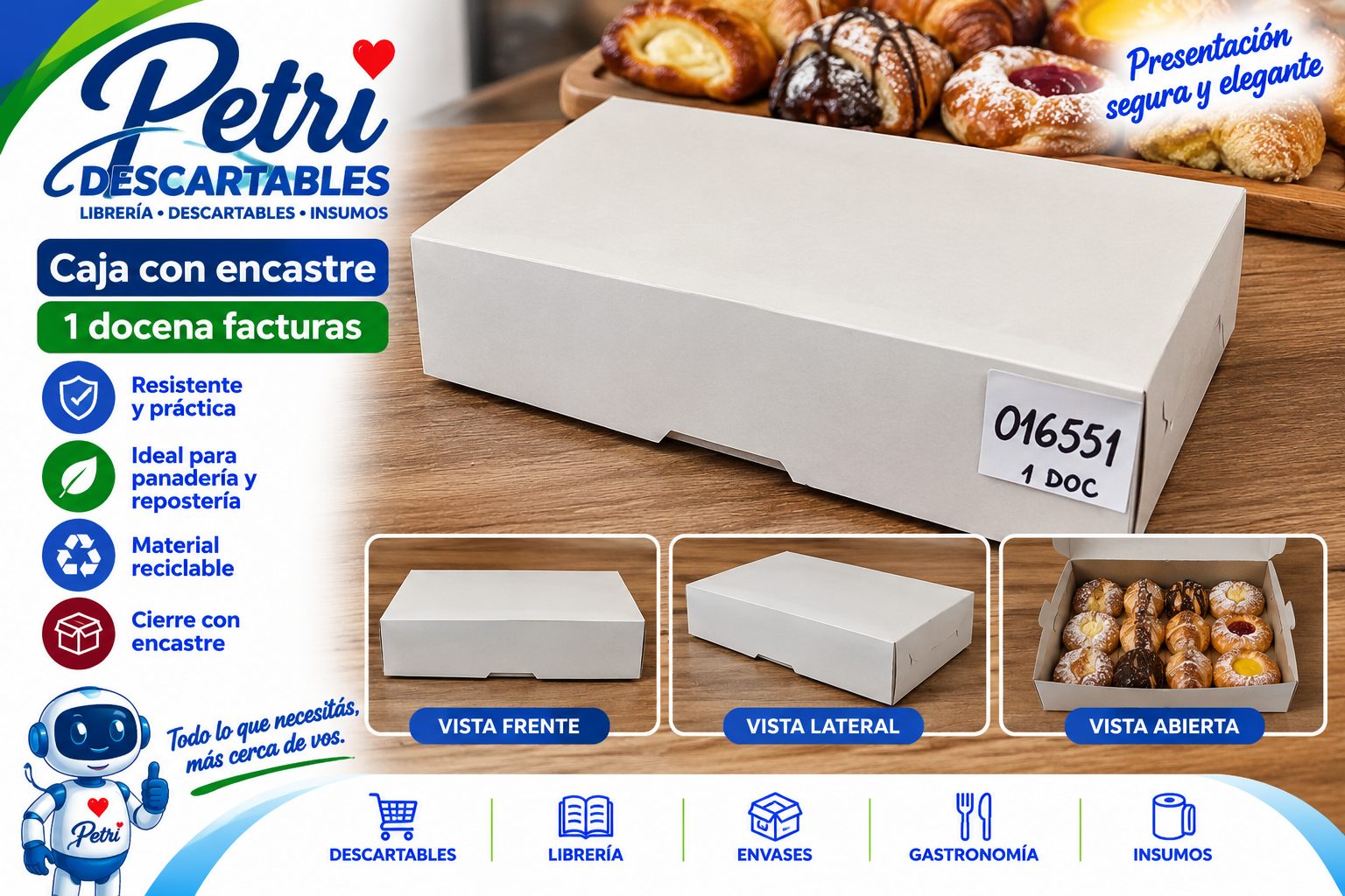 CAJA CON ENCASTRE UNA DOCENA FACTURAS/EMP 21X24X6,5
