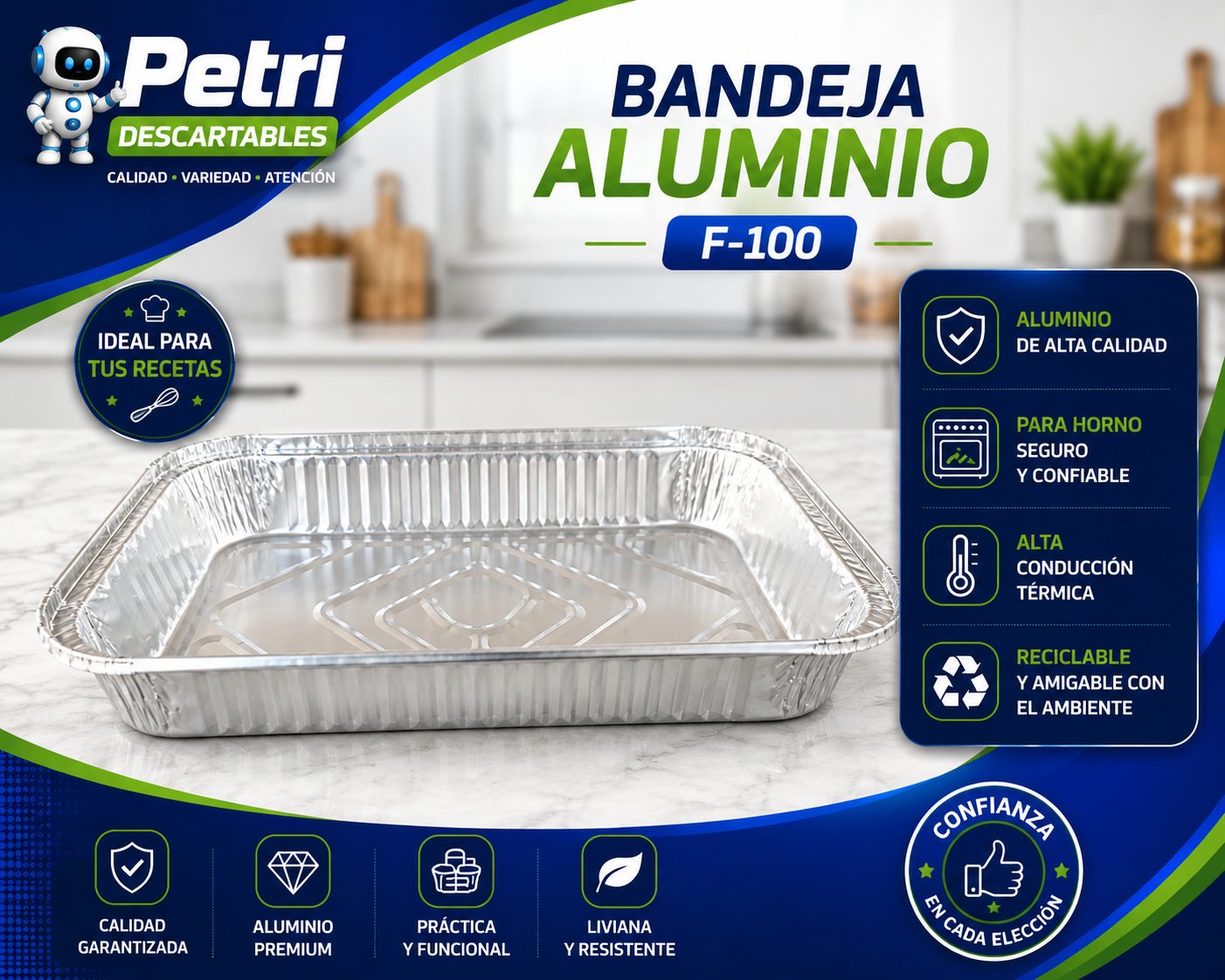 BANDEJA ALUMINIO F-100