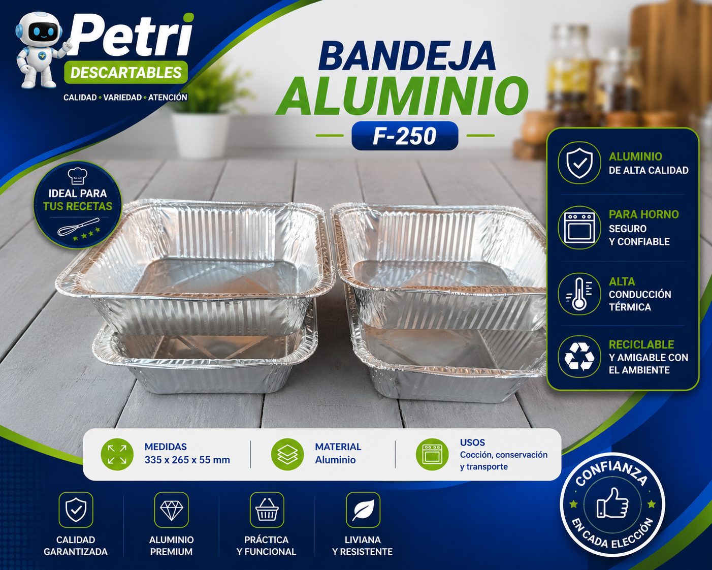 BANDEJA ALUMINIO F-250