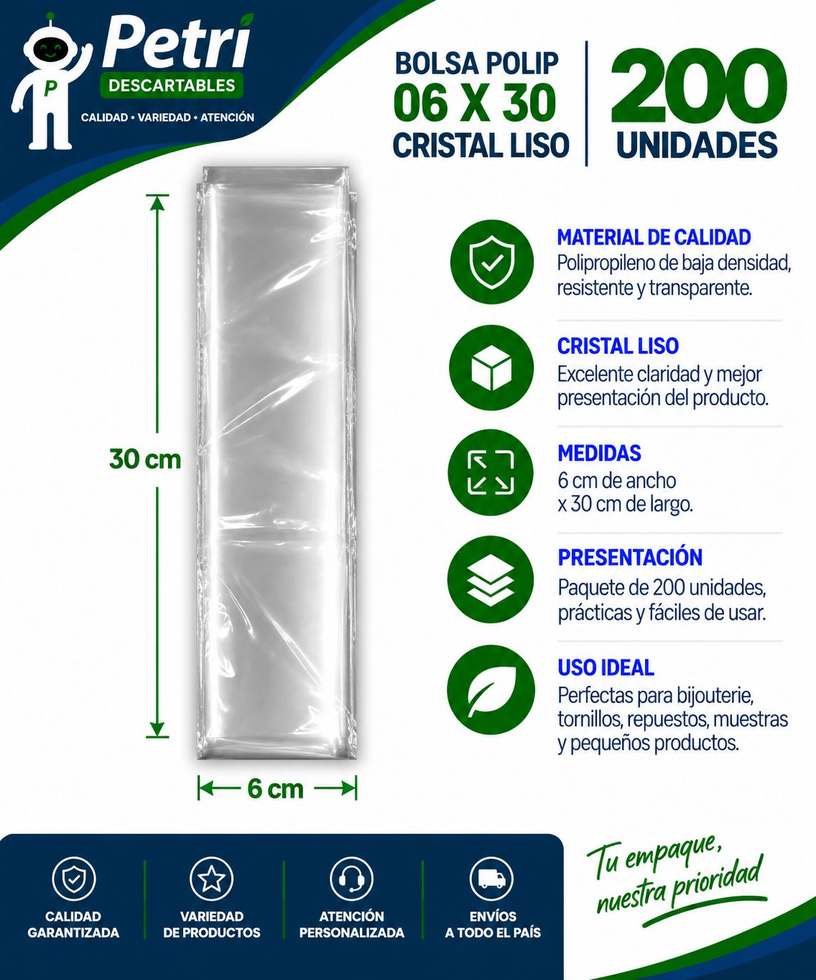 BOL POLIP 06X30X30 CRISTAL LISO