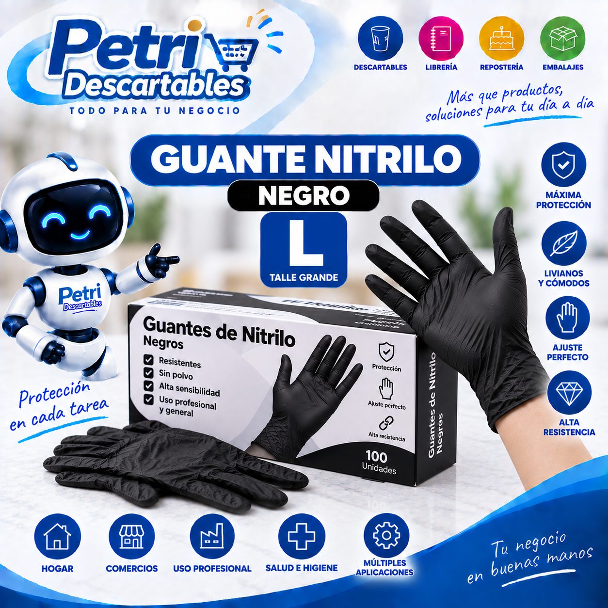 GUANTE NITRILO NEGRO L