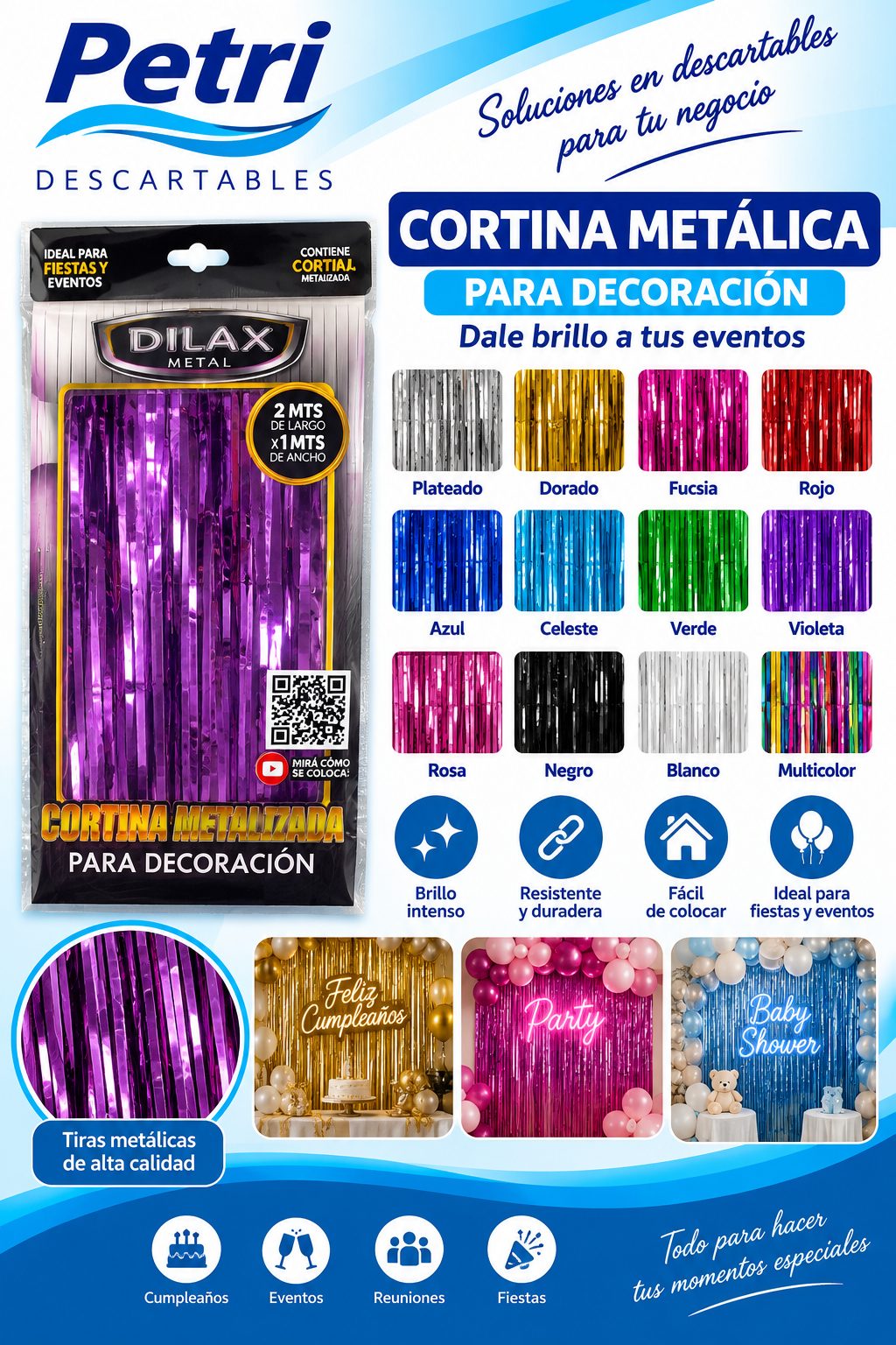 CORTINA METALICA COLORES VARIOS