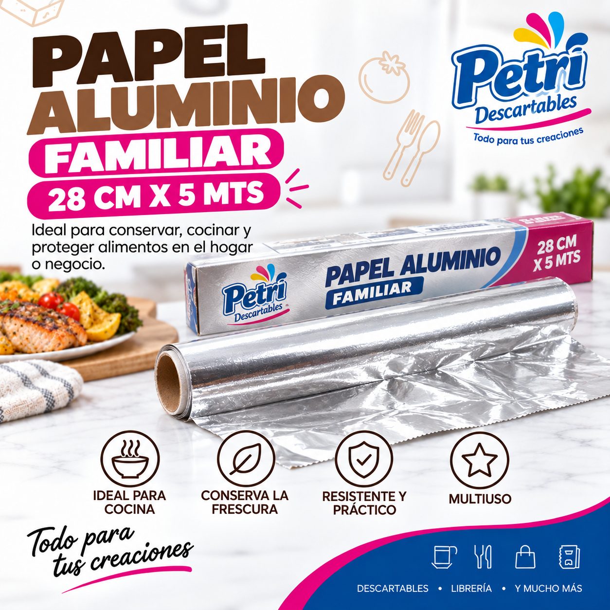 PAPEL ALUMINIO FAMILIAR 28 CM X 5 MTS