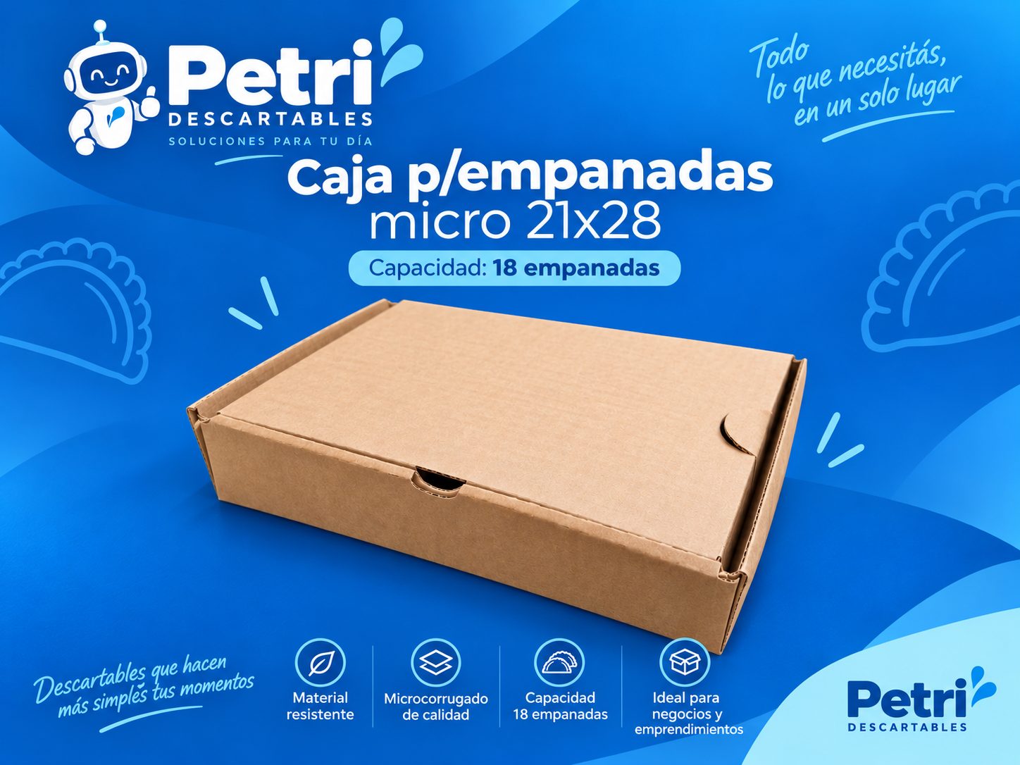 CAJA P/EMPANADA MICRO M/M 21X28 (18 EMPANADAS)