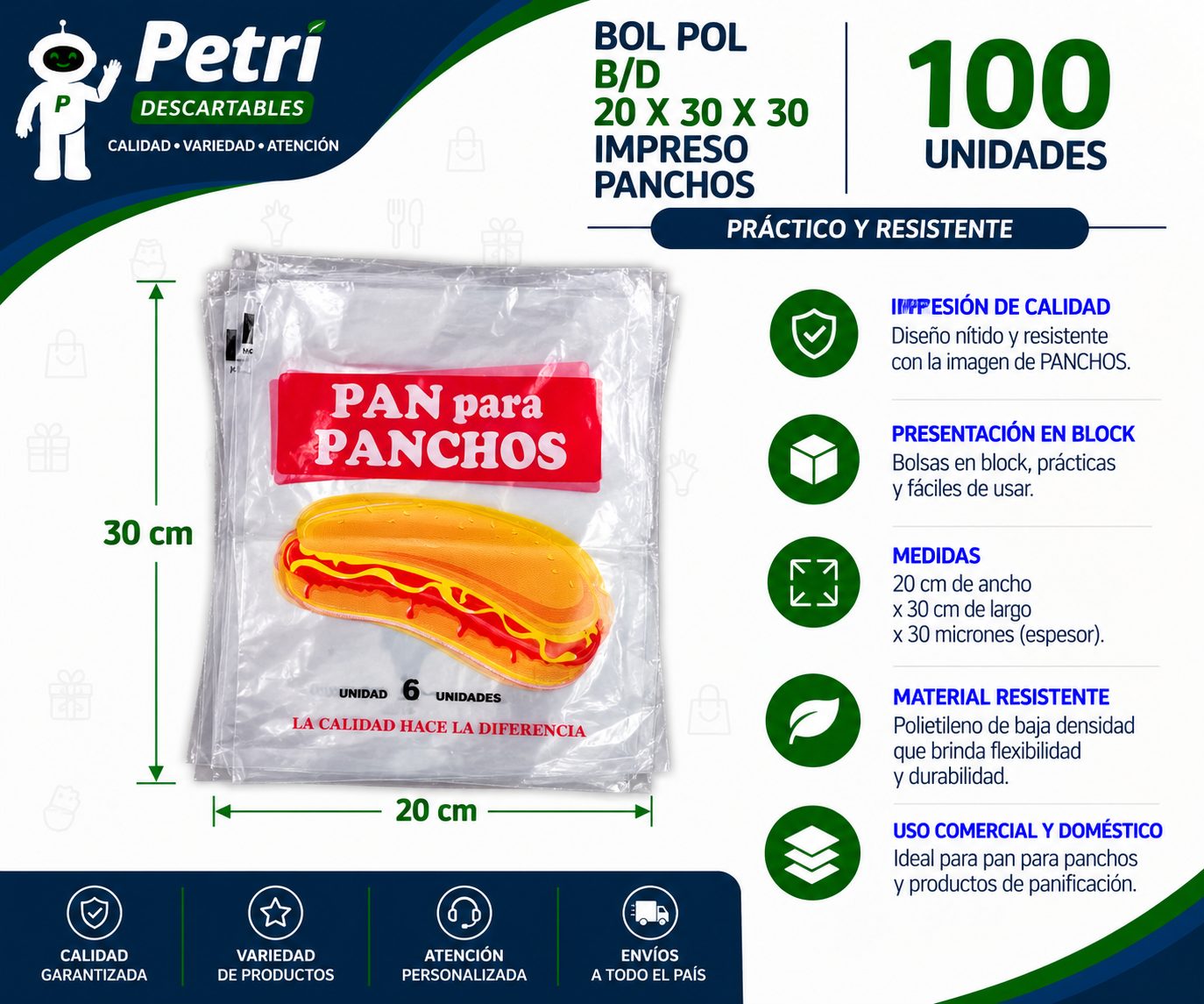 BOL POL B/D 20X30X30 IMPRESO PANCHOS