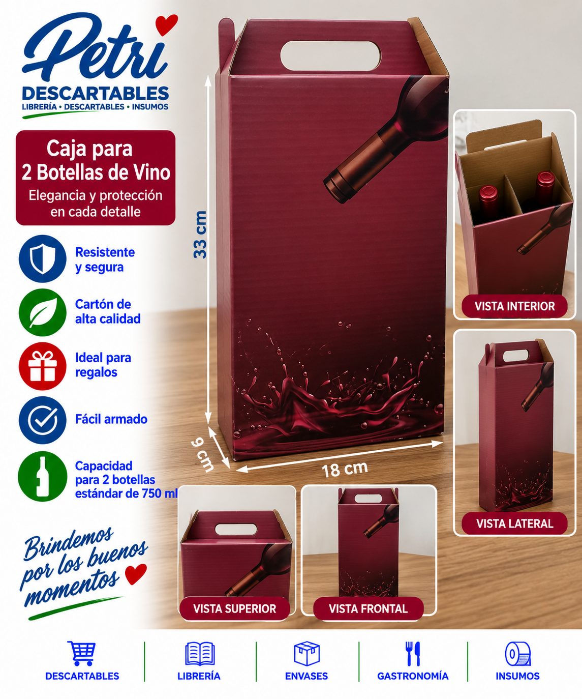 CAJA P/2 BOTELLAS DE VINO