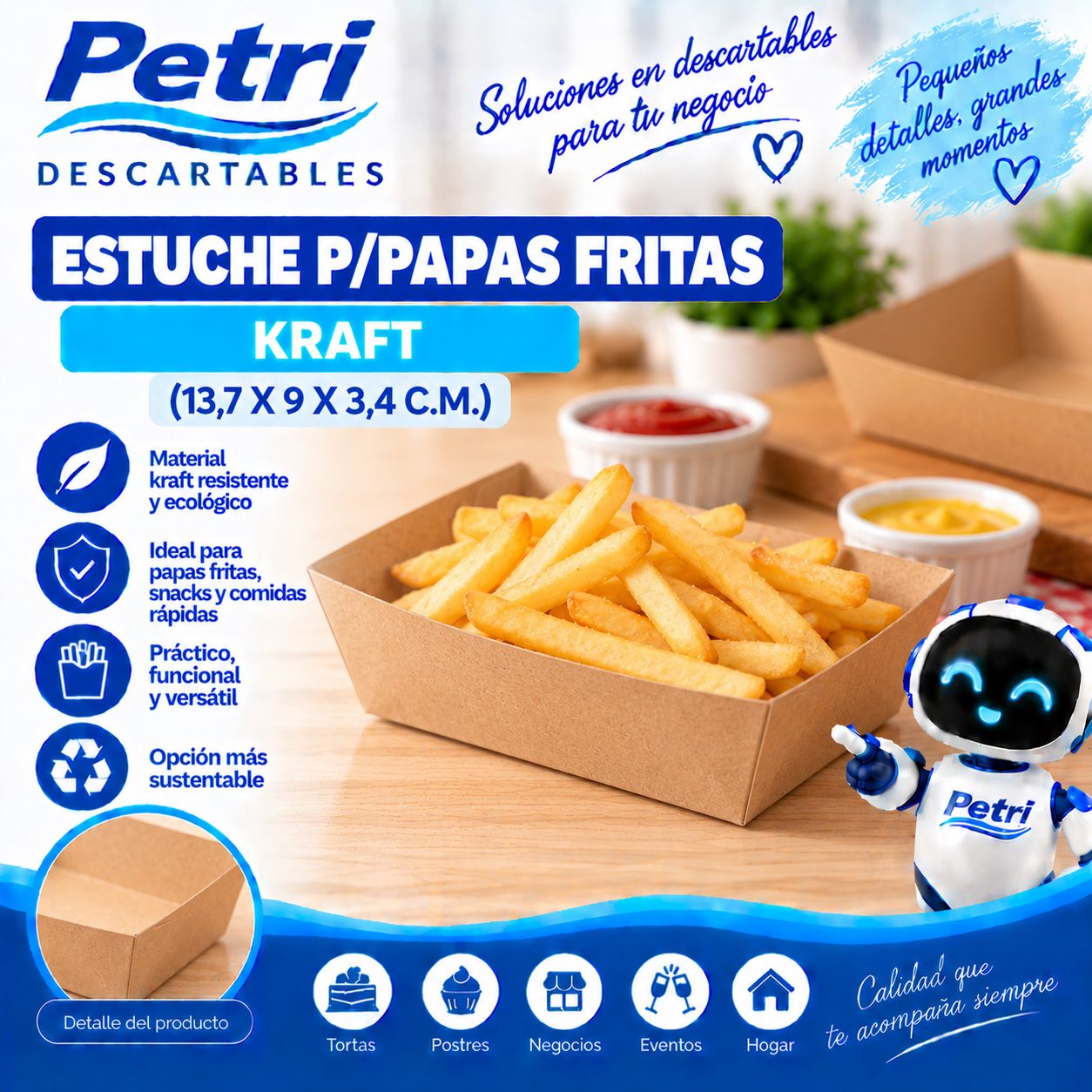 ESTUCHE P/PAPAS FRITAS KRAFT (13,7X9X3,4 C.M.)