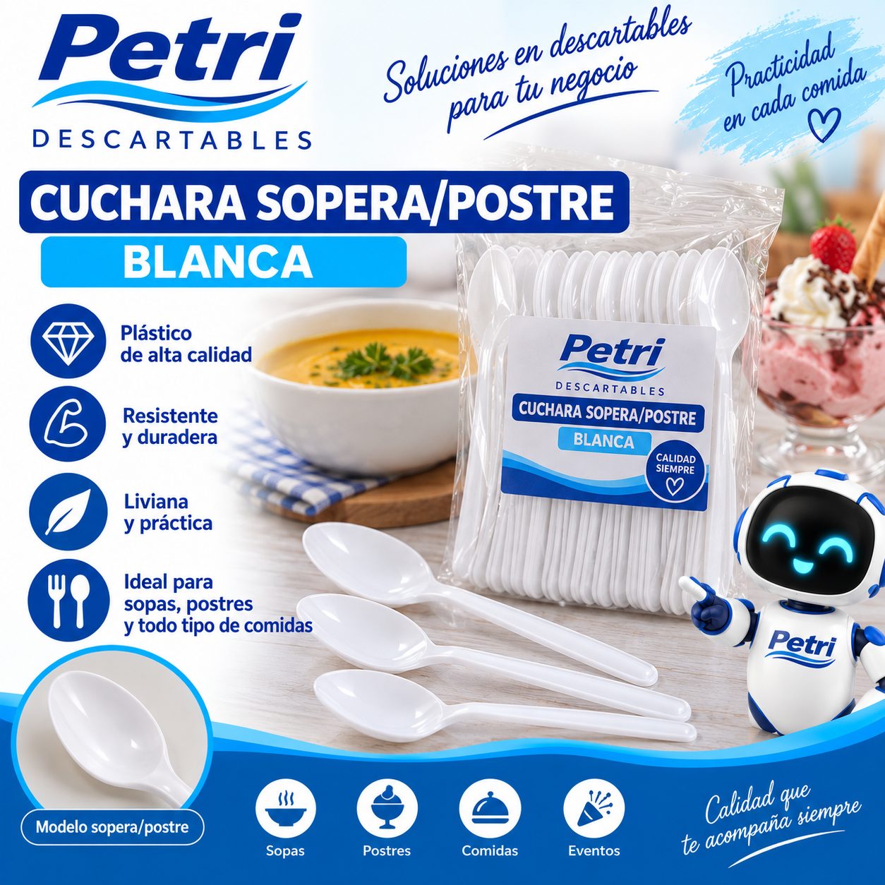 CUCHARA SOPERA/POSTRE BLANCA