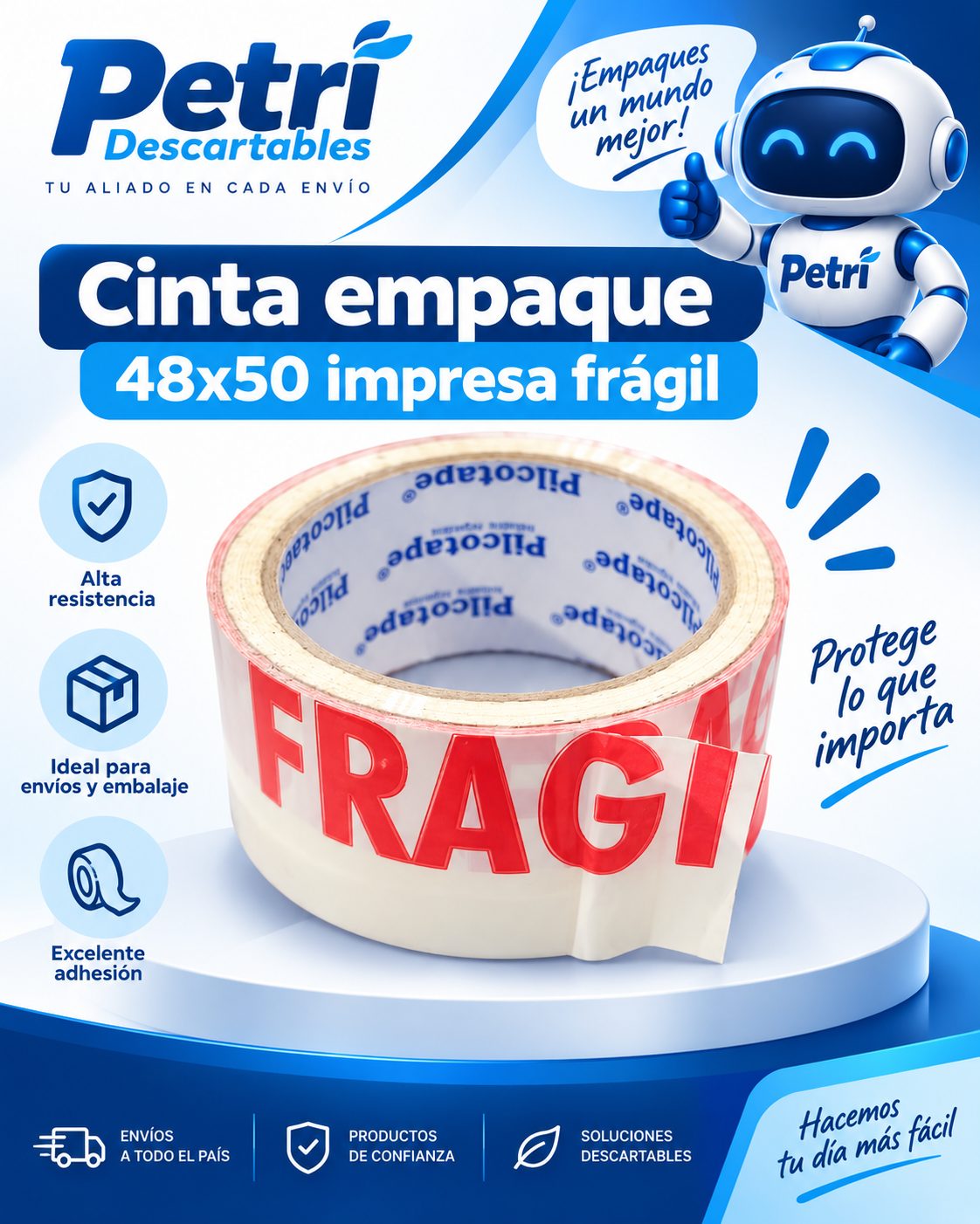 CINTA EMPAQUE 48X50 IMPRESA FRAGIL