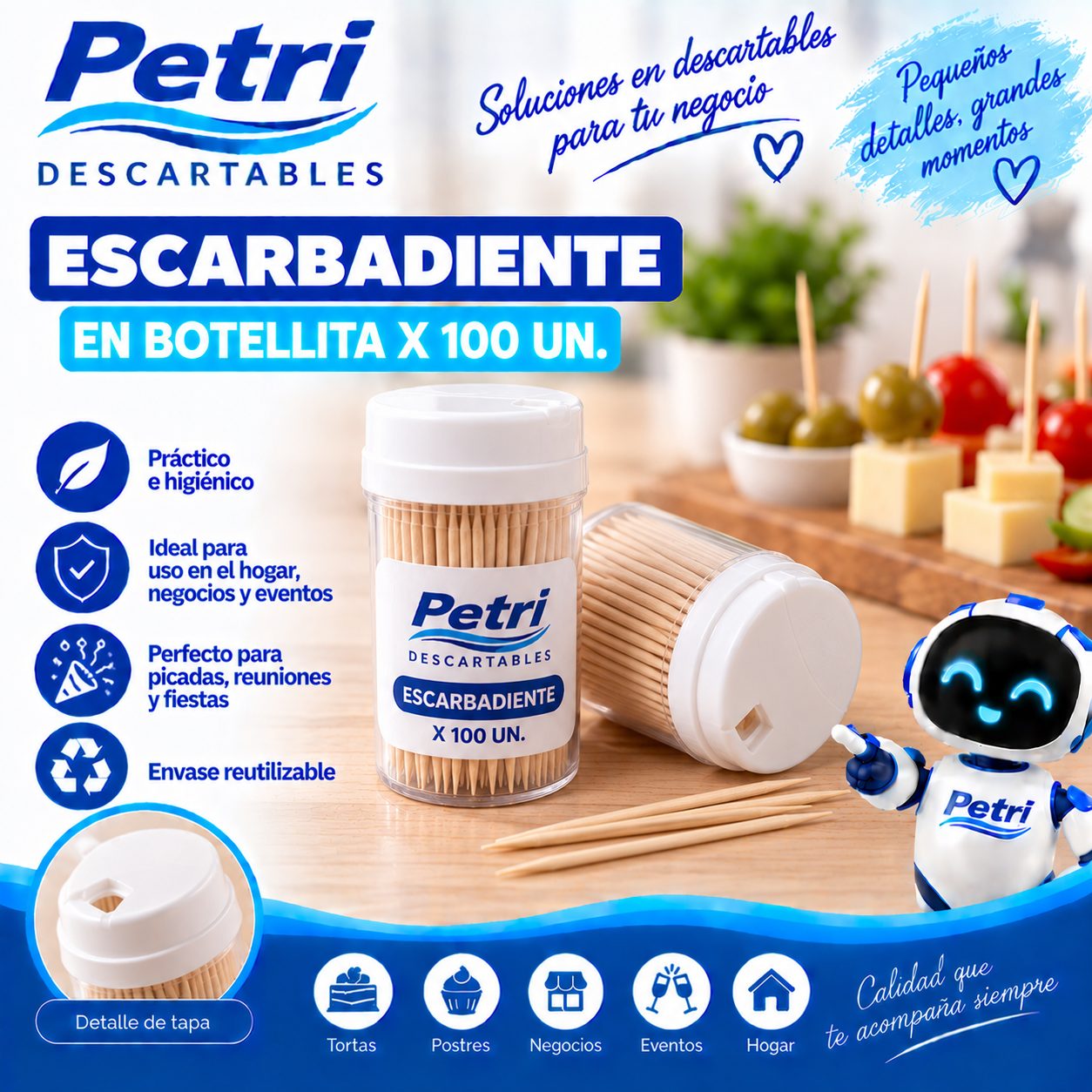ESCARBADIENTE EN BOTELLITA X 100 UN.