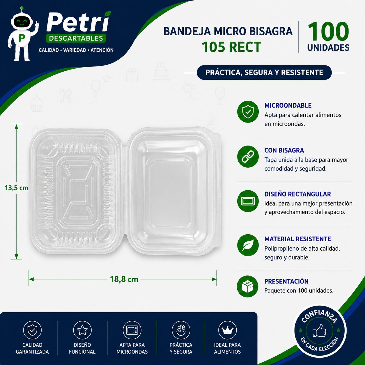 BANDEJA MICRO BISAGRA 105 RECT
