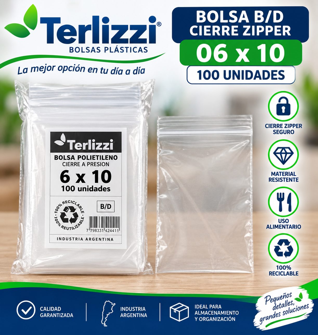 BOLSA B/D CIERRE ZIPPER 06X10 C.M.