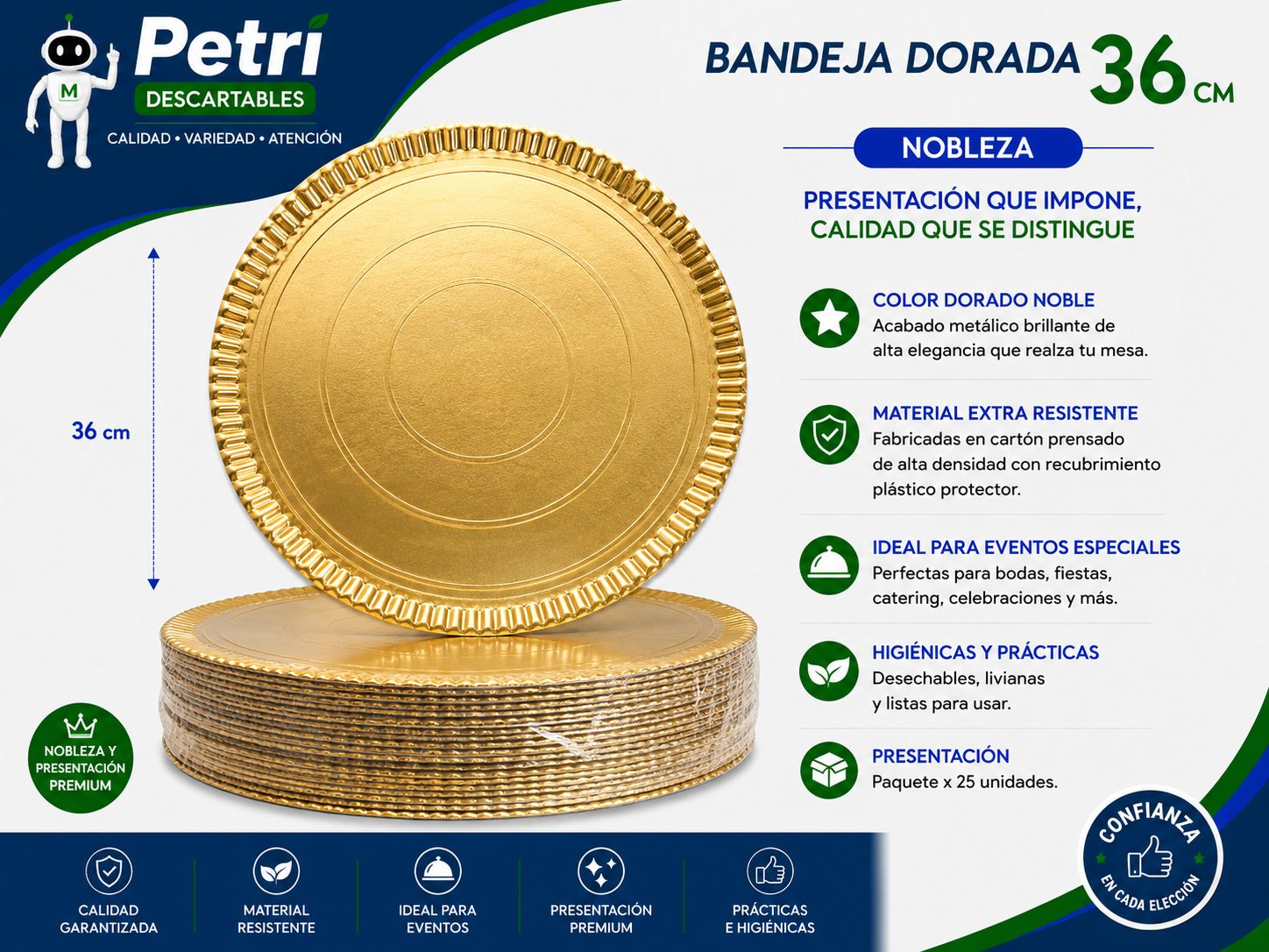 BANDEJAS DORADAS 36 CM