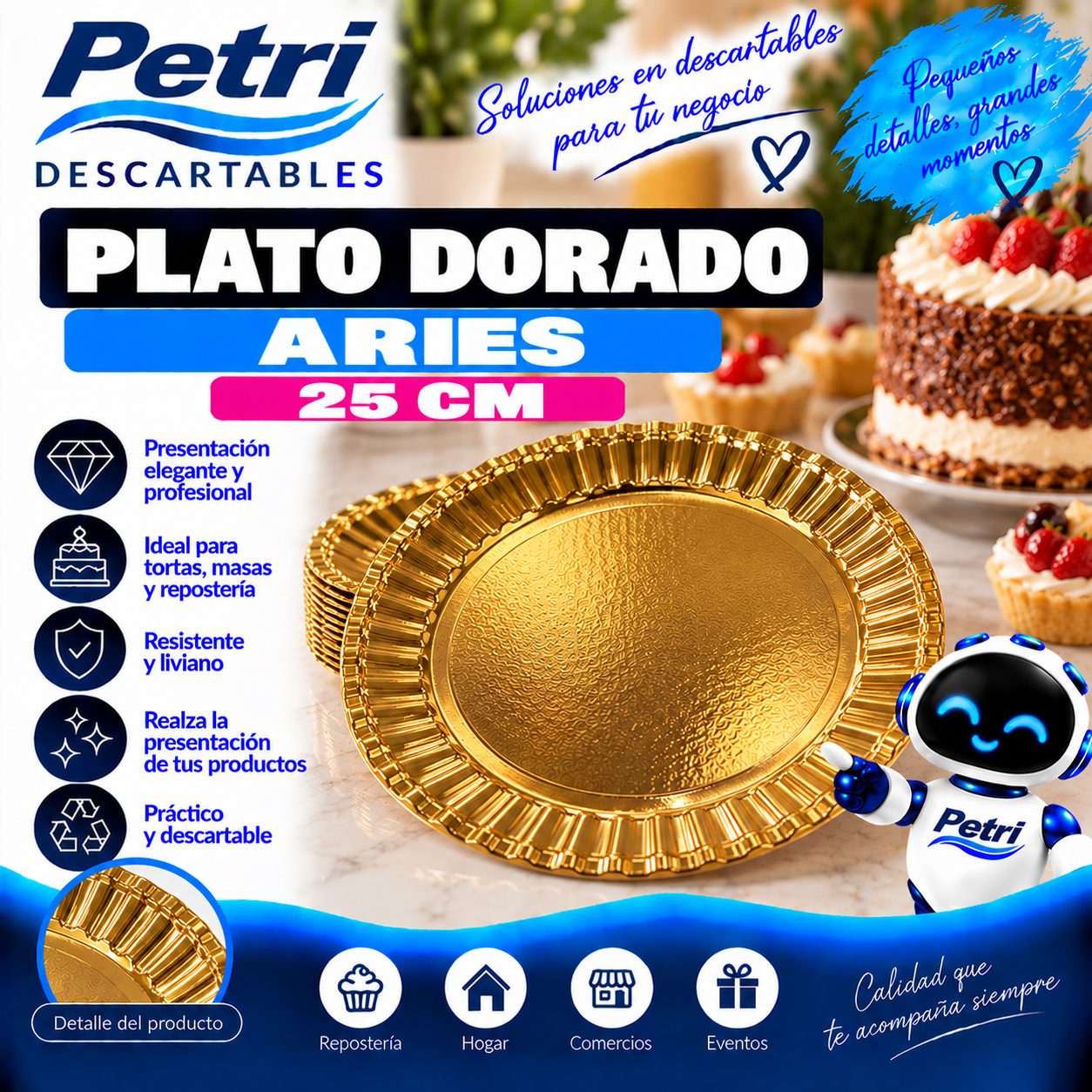 PLATO DORADO ARIES 25 CM