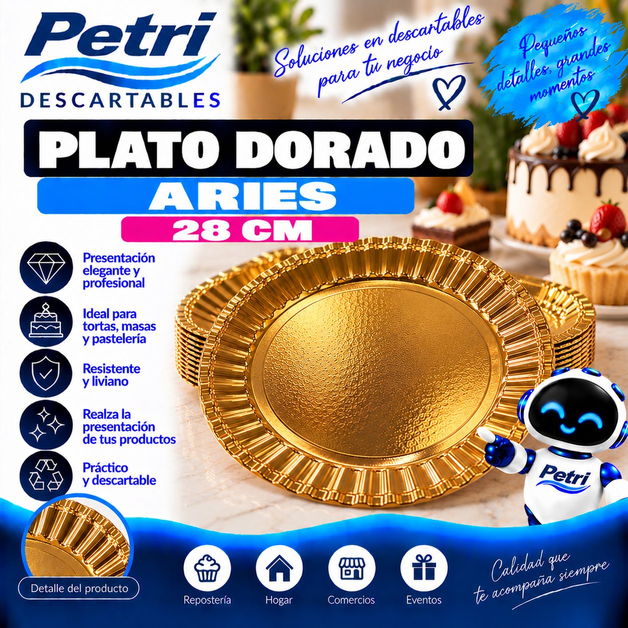 PLATO DORADO ARIES 28 CM