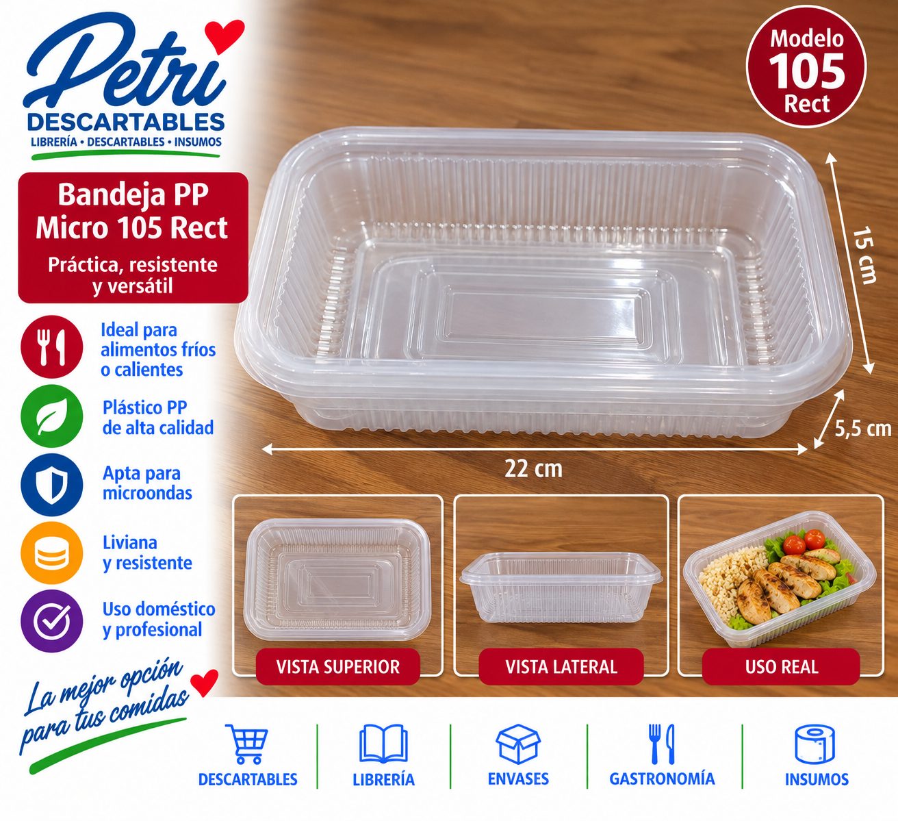 BANDEJA PP MICRO 105 RECT