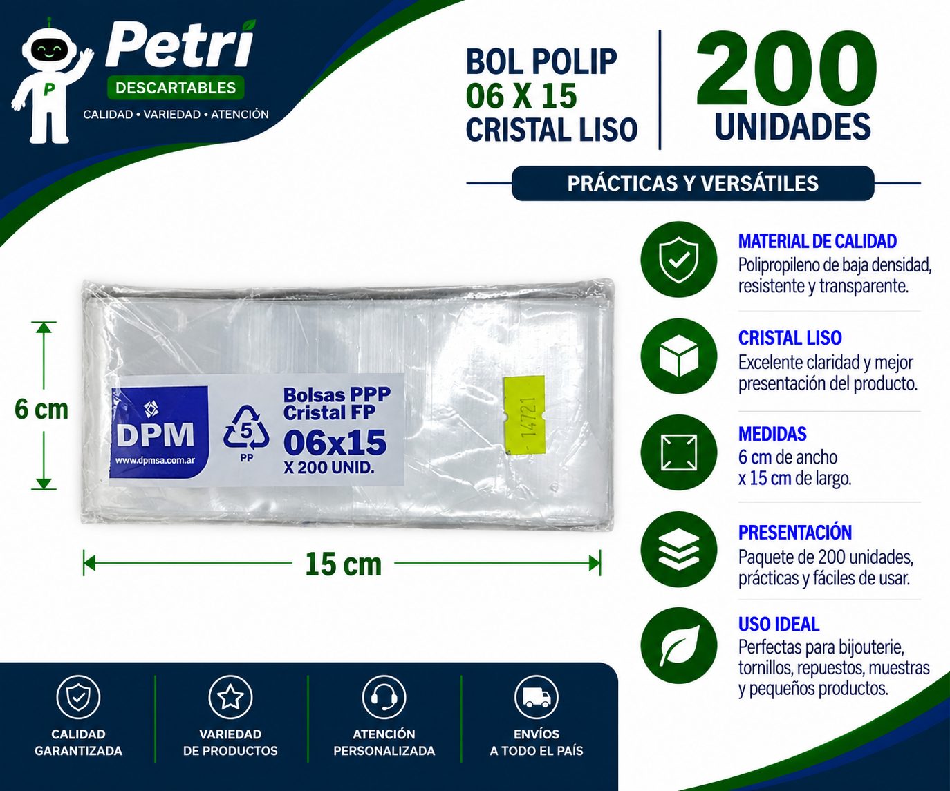 BOL POLIP 06X15 CRISTAL LISO