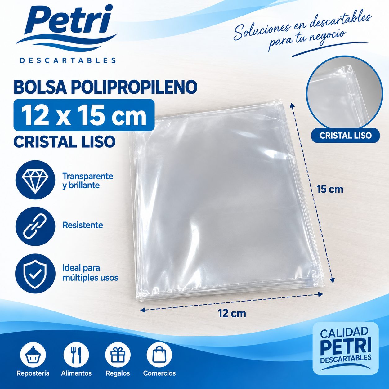 BOL POLIP 12X15 CRISTAL LISO