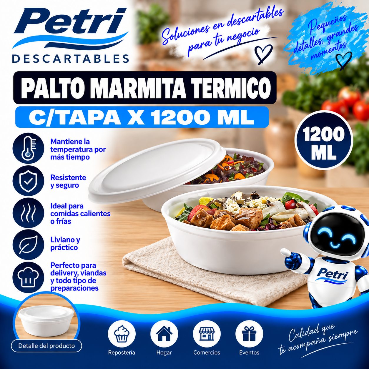 PALTO MARMITA TERMICO C/TAPA X 1200 ML