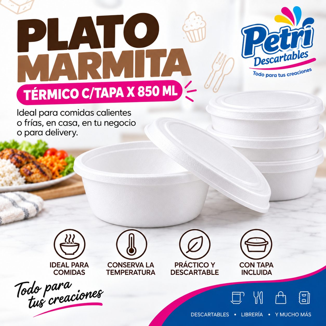 PALTO MARMITA TERMICO C/TAPA X 850 ML