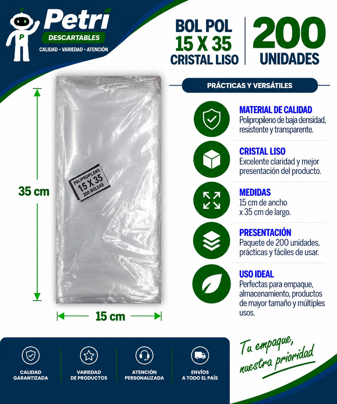 BOL POLIP 15X35X30 CRISTAL LISO