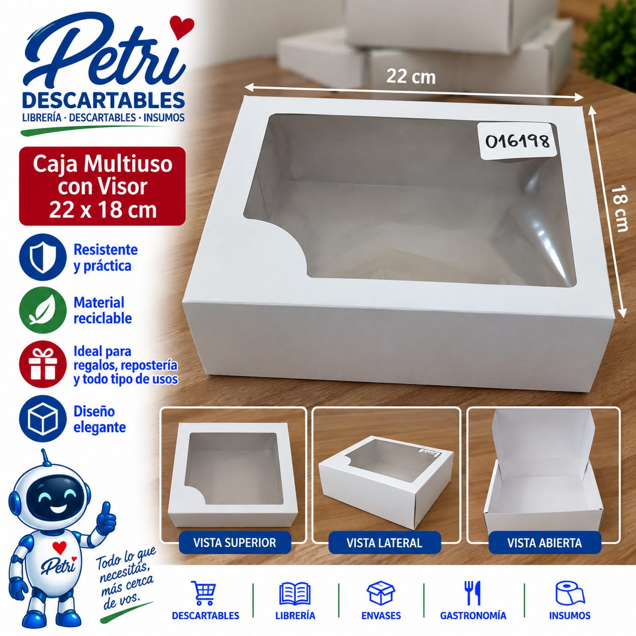 CAJA MULTIUSO BLANCA CON VISOR (22X18X5)