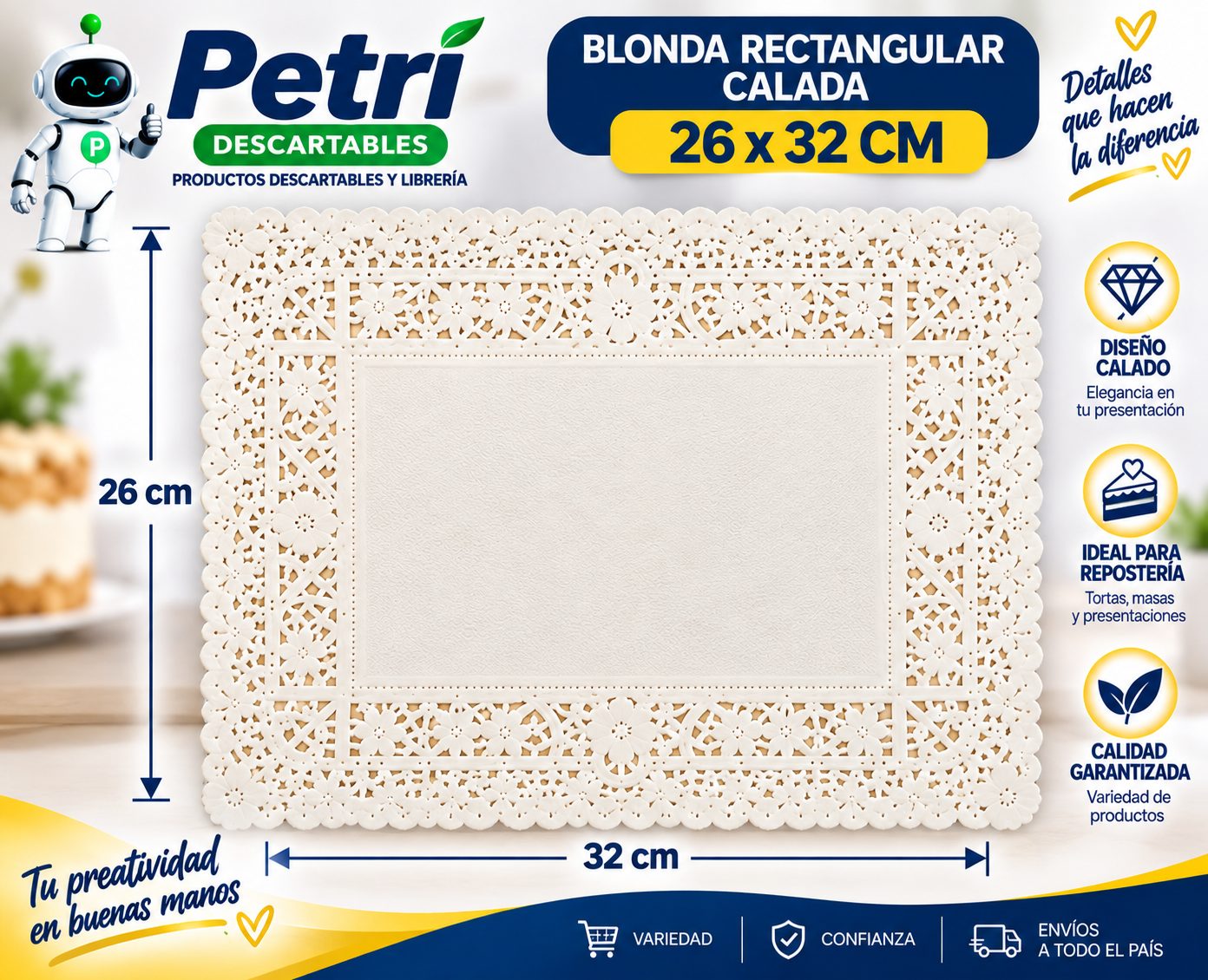 BLONDA RECTANGULAR CALADA 26X32
