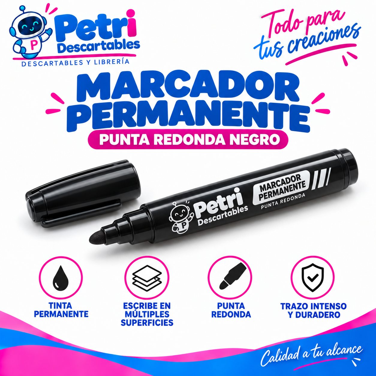 MARCADOR PERMANENTE PUNTA REDONDA NEGRO
