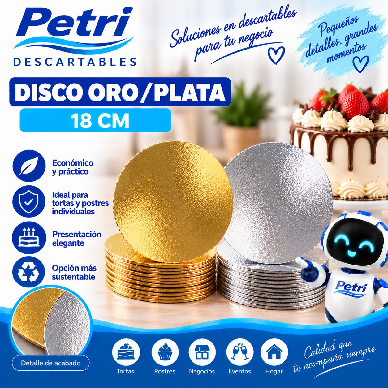 DISCO ORO/PLATA 18 CM