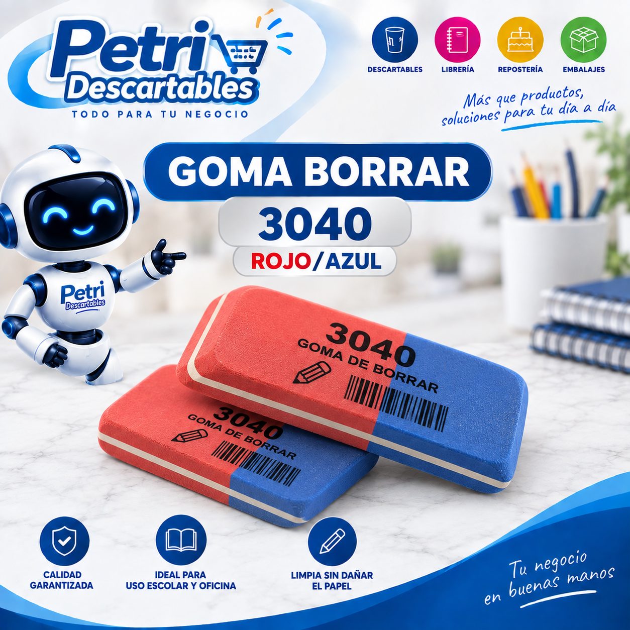 GOMA BORRAR 3040 ROJO/AZUL