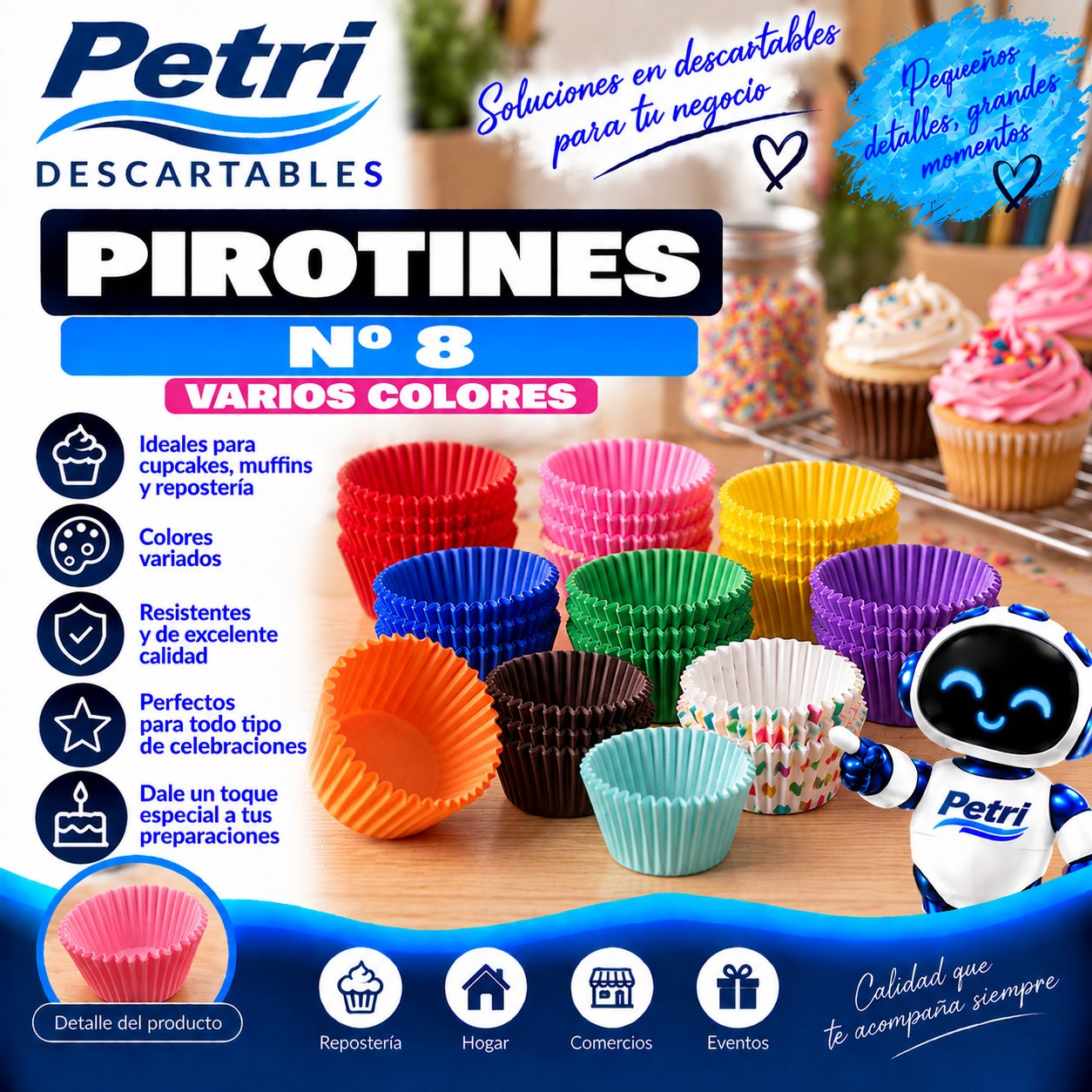 PIROTINES N° 8 VARIOS COLORES