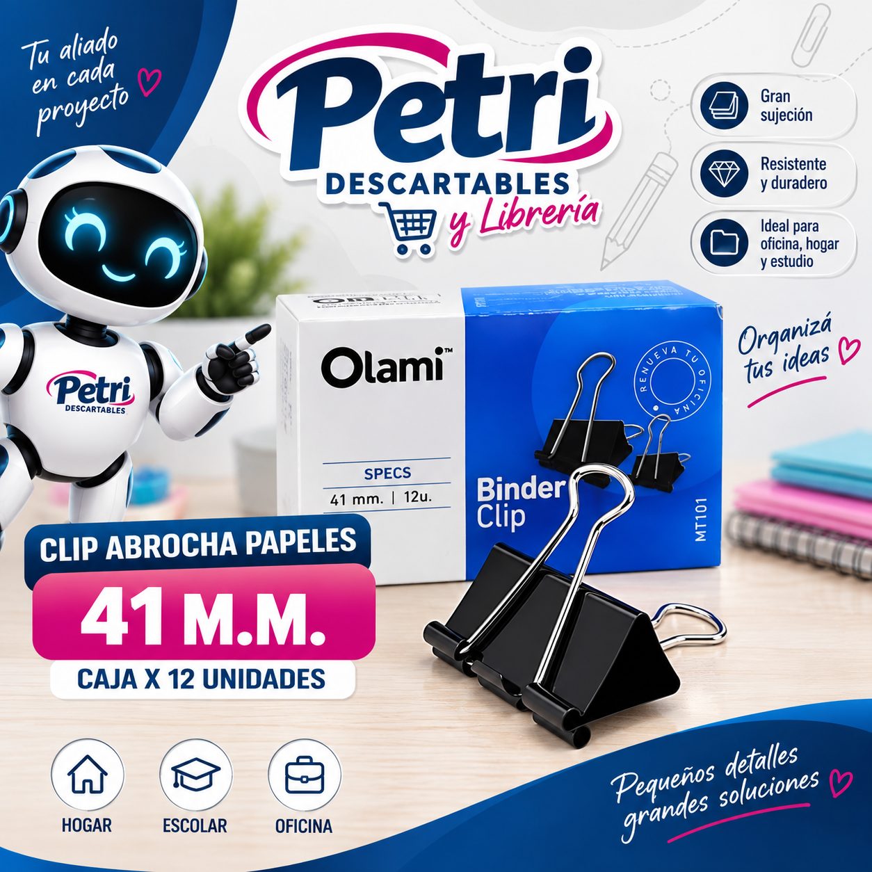 CLIP ABROCHA PAPELES 41 M.M.