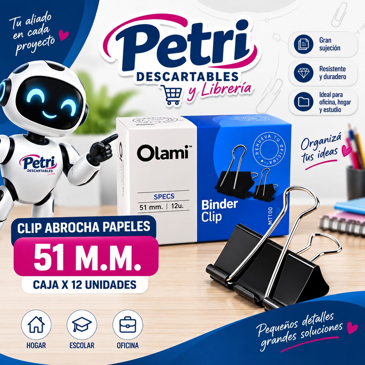 CLIP ABROHA PAPELES 51 M.M.