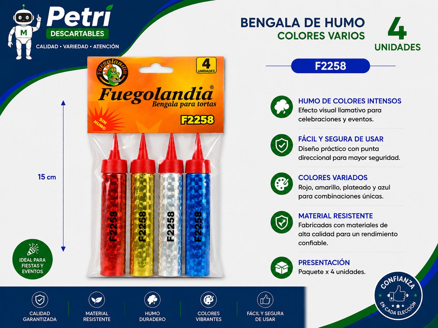 BENGALA DE HUMO COLORES VARIOS