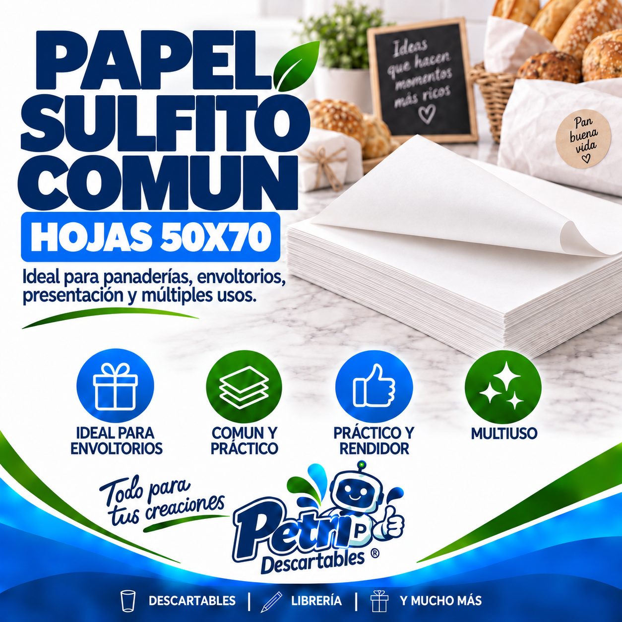 PAPEL SULFITO COMUN HOJAS 50X70