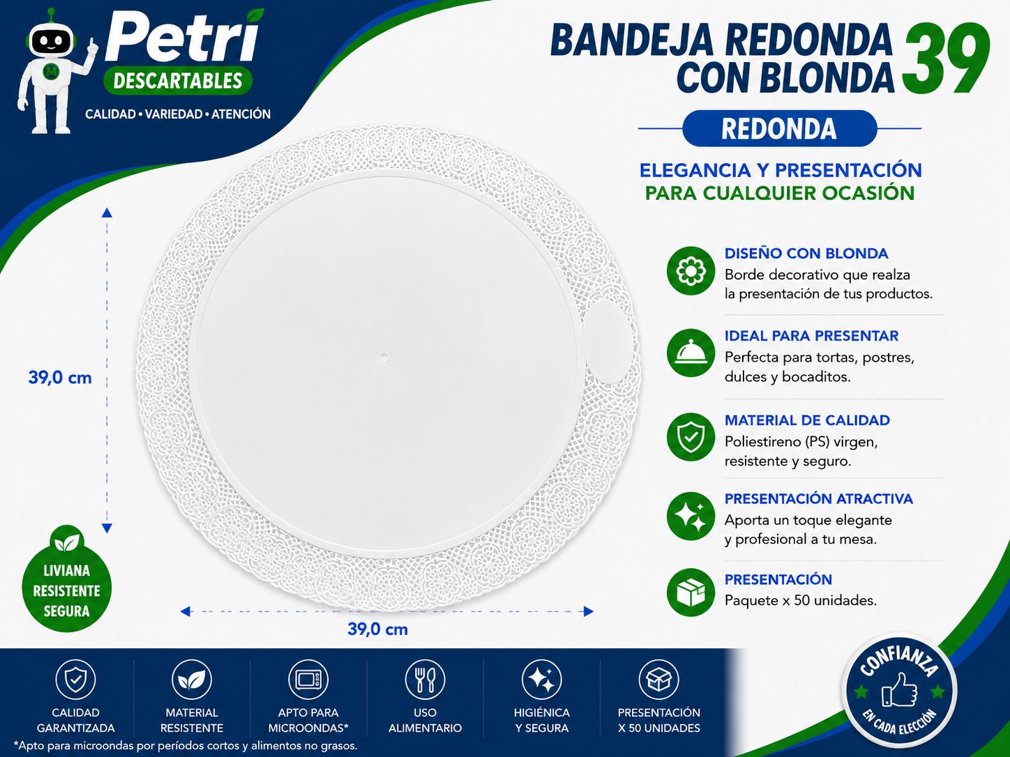 BANDEJA REDONDA CON BLONDA 39