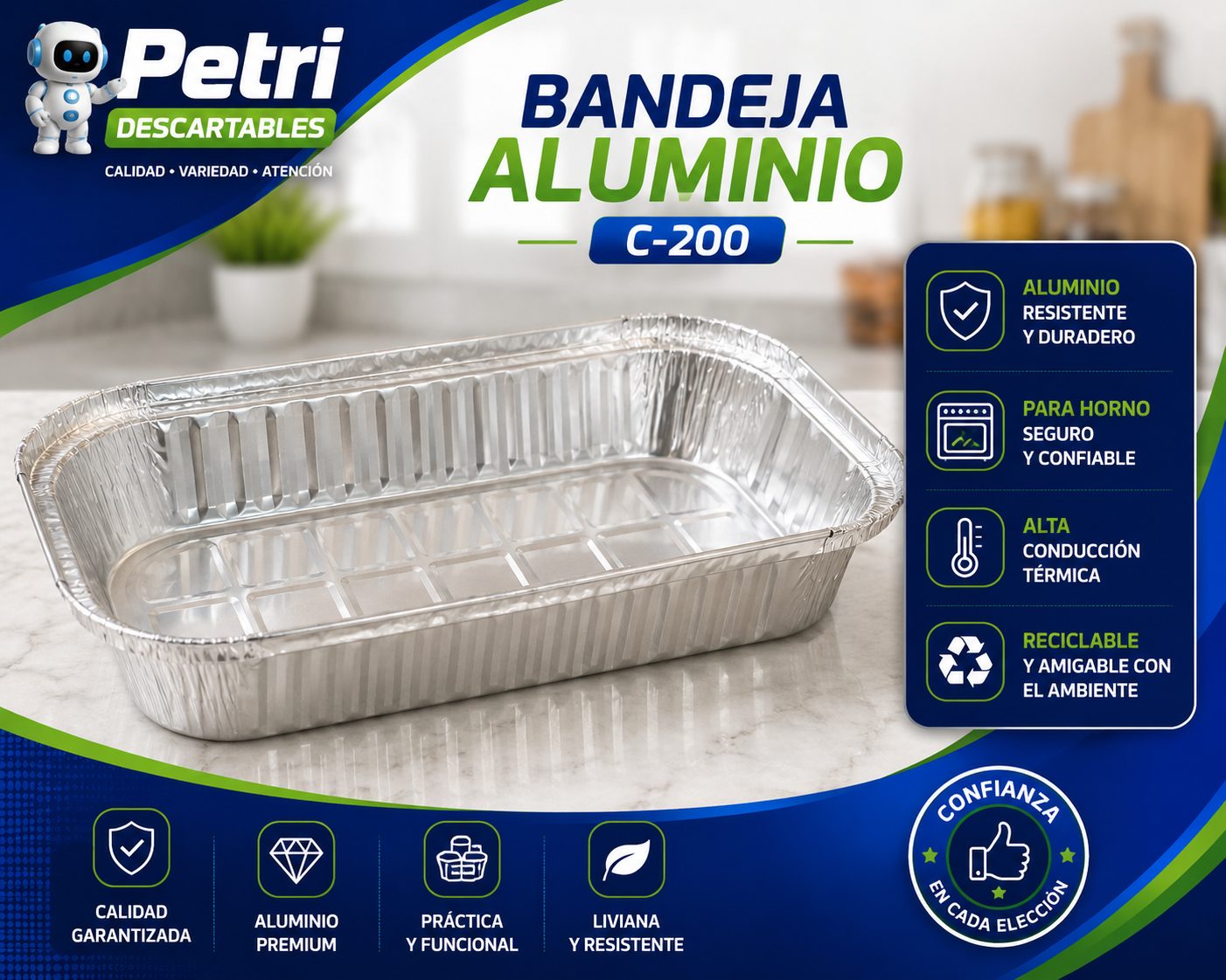 BANDEJA ALUMINIO C-200
