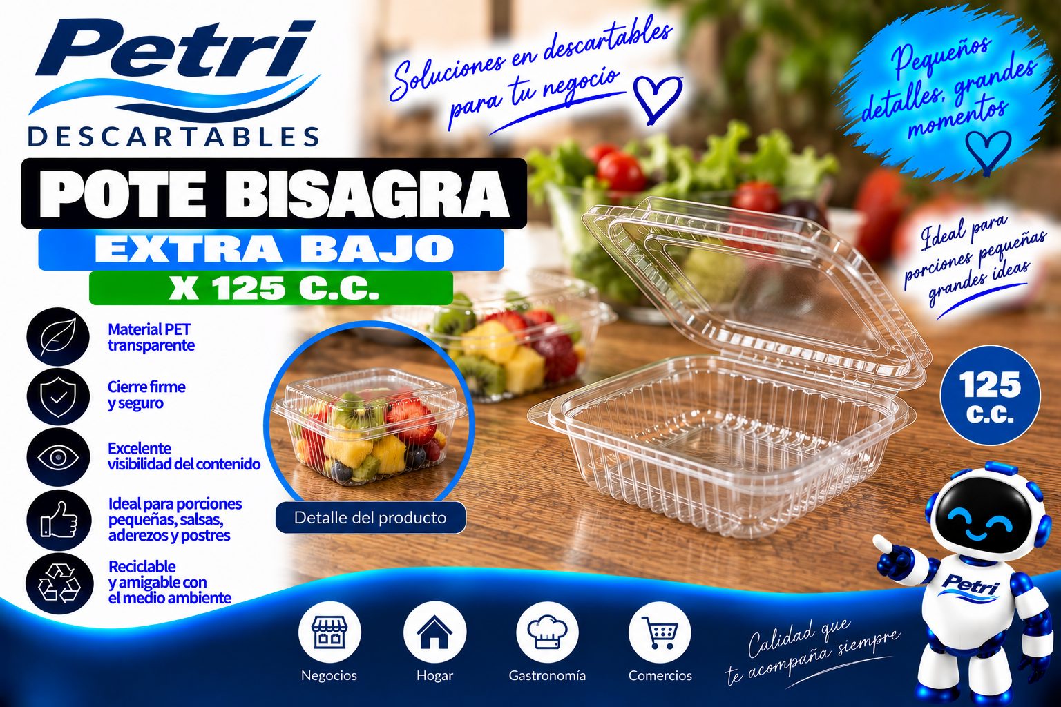 POTE BISAGRA EXTRA BAJO X 125 C.C.