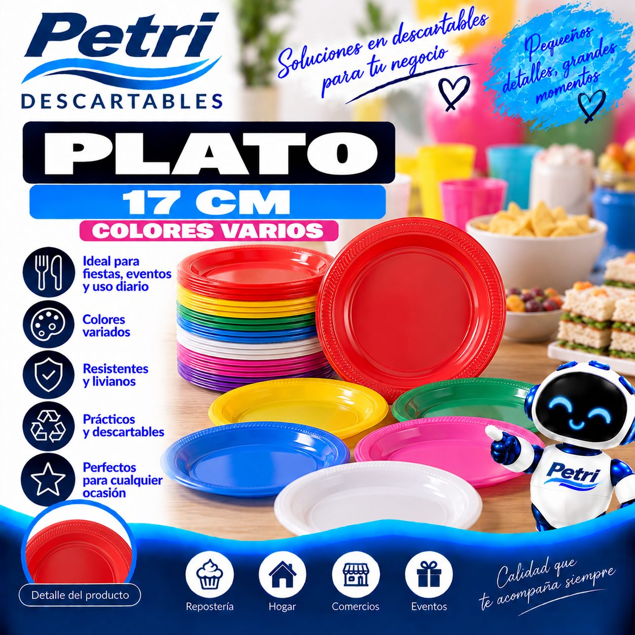 PLATO 17 CM COLORES VARIOS