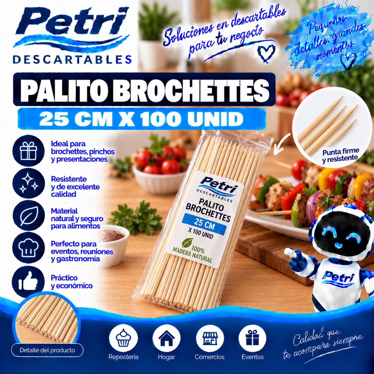 PALITO BROCHETTES 25 CM X 100 UNID