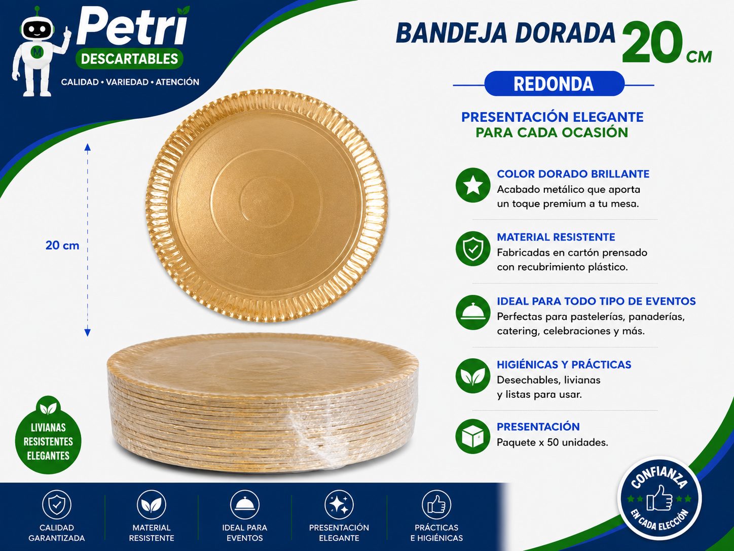 BANDEJAS DORADAS 20 CM