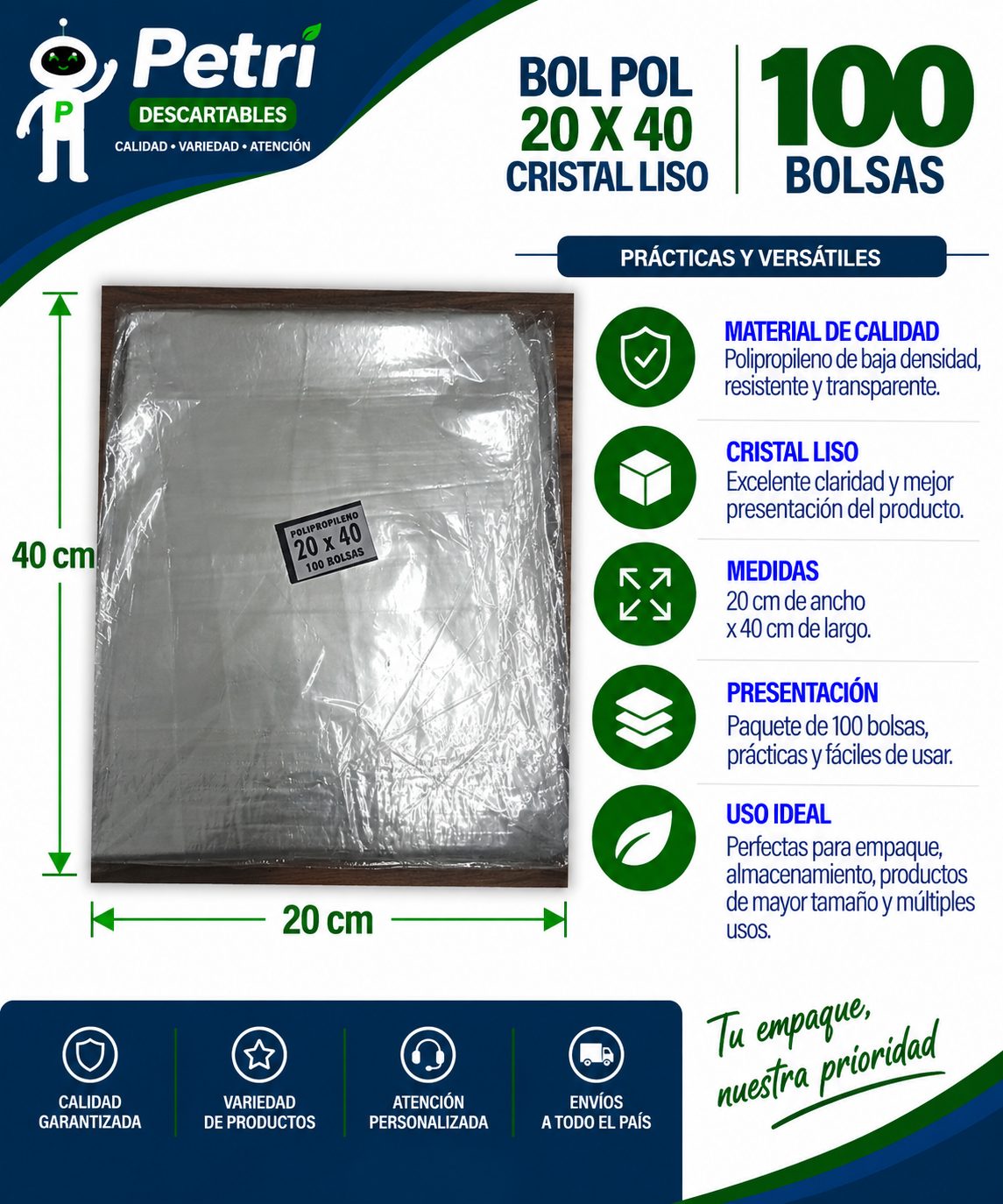 BOL POLIP 20X40X30 CRISTAL LISO