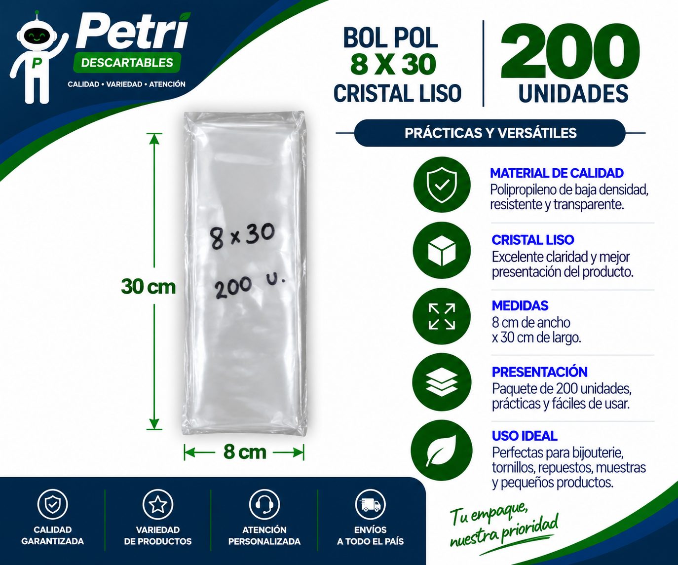 BOL POLIP 08X30X30 CRISTAL LISO