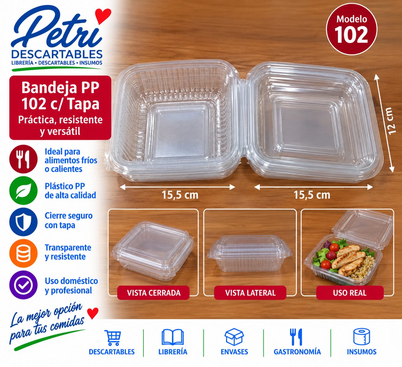 BANDEJA PP 102 C/TAPA