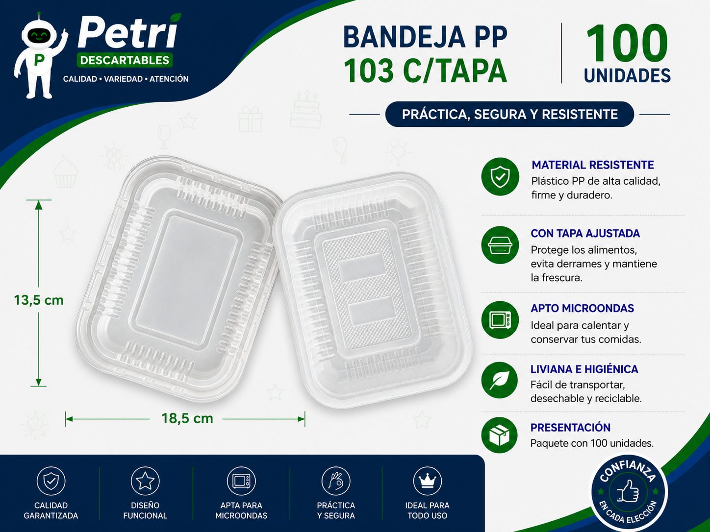 BANDEJA PP 103 C/TAPA