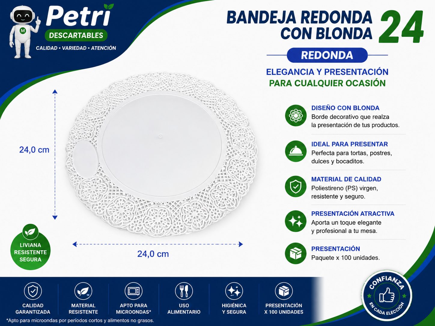 BANDEJA REDONDA CON BLONDA 24